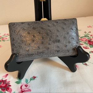 Vintage Genuine Ostrich Leather Framed Wallet